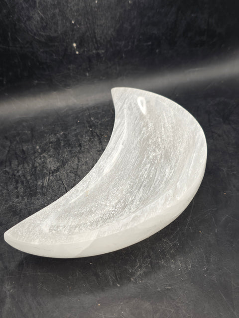 Selenite moon bowl! 9 ounces, 5.4 inches long by 2.1 inches