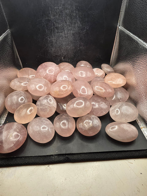 Rose quartz palm stones! Set of 2!!  1.5 to 2.6 inches