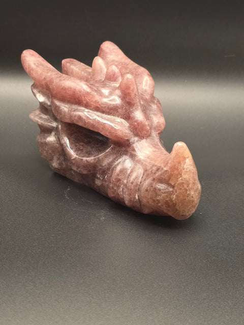 Strawberry quartz dragon skull! 5.3 inches long, 1.3 pounds