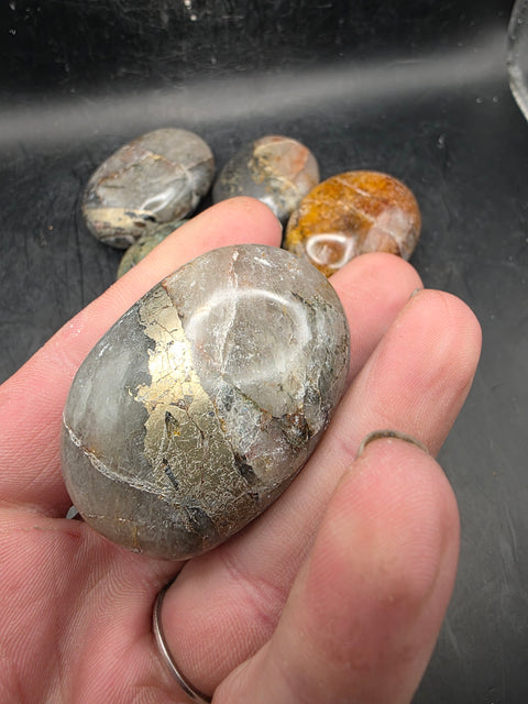 Golden healer pyrite palm stone! 1.8 to 2.2 inches