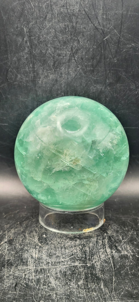Green florite sphere! 75mm, 2.9 inches, 1.9 pounds!