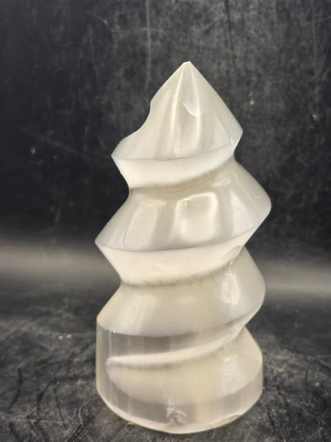 Selenite spiral tower! 3.9 inches tall, 9 ounces!