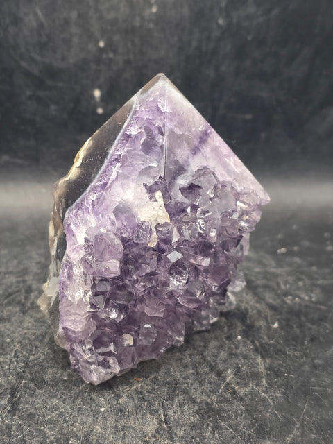 Druzy Amethyst polished top point! 10 ounces, 2.8 inches tall, 2.4 wide