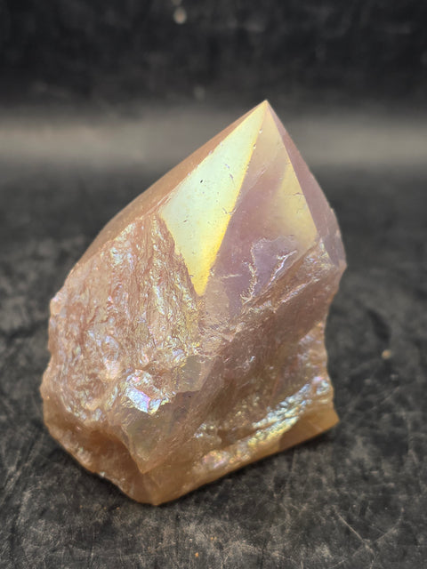 Aura Rose quartz Polished top point! 4.3 ounces, 2.3 inches tall