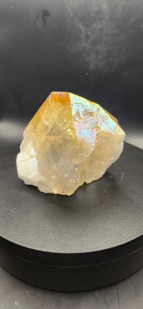 Angel aura citrine polished top point. 8.2 ounces!