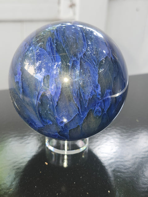 Blueberry quartz sphere! 78mm, 3.1 inches, 1.4 pounds