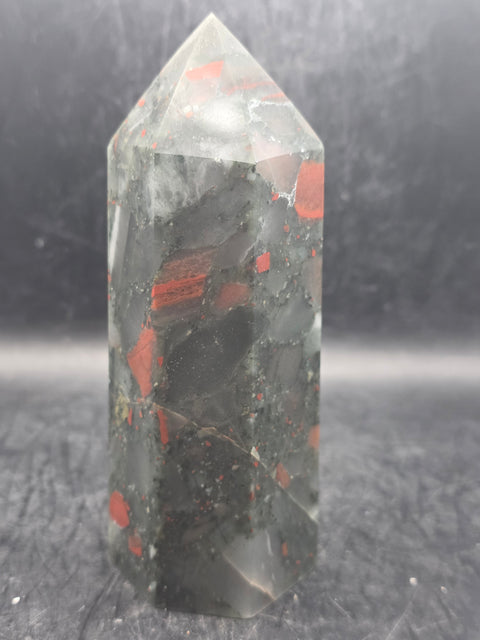 Large African bloodstone tower! 5 inches tall, 15.5 ounces!