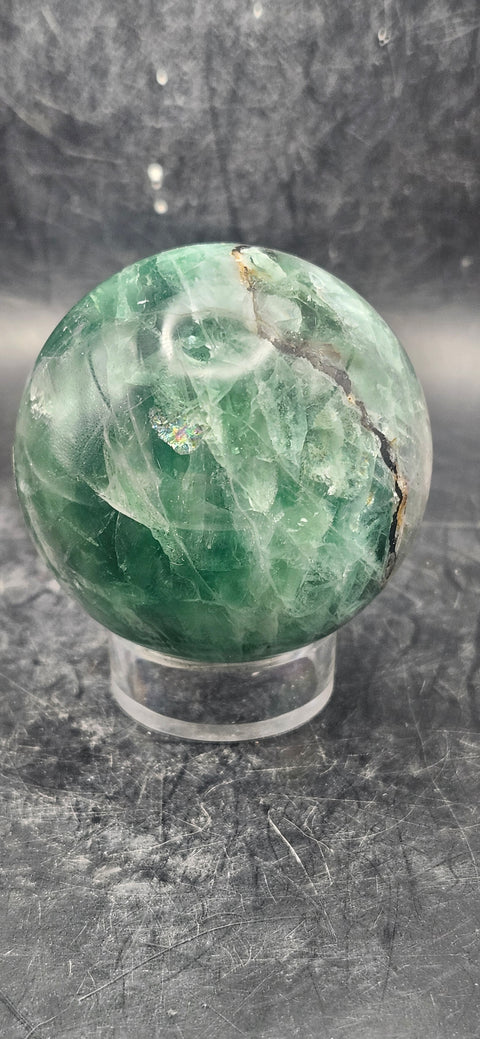 Florite sphere! 54.2mm, 2.1 inches, 9 ounces!
