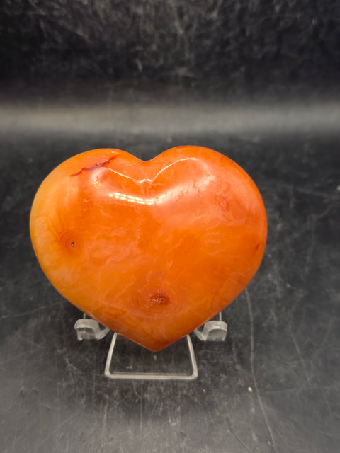 Carnelian agate heart! 2.7 inches wide, 2.4 inches tall