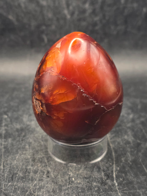 Carnelian agate egg! 5.5 ounces, 2.2 inches tall, 1.7 inches wide