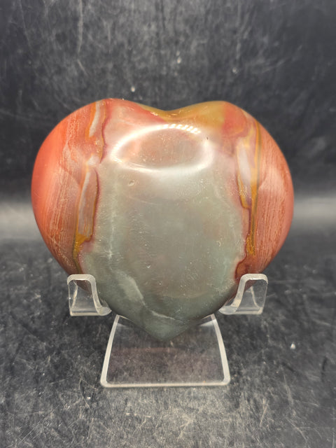 Polychrome jasper heart! 10 ounces, 3.2 inches wide, 3" tall
