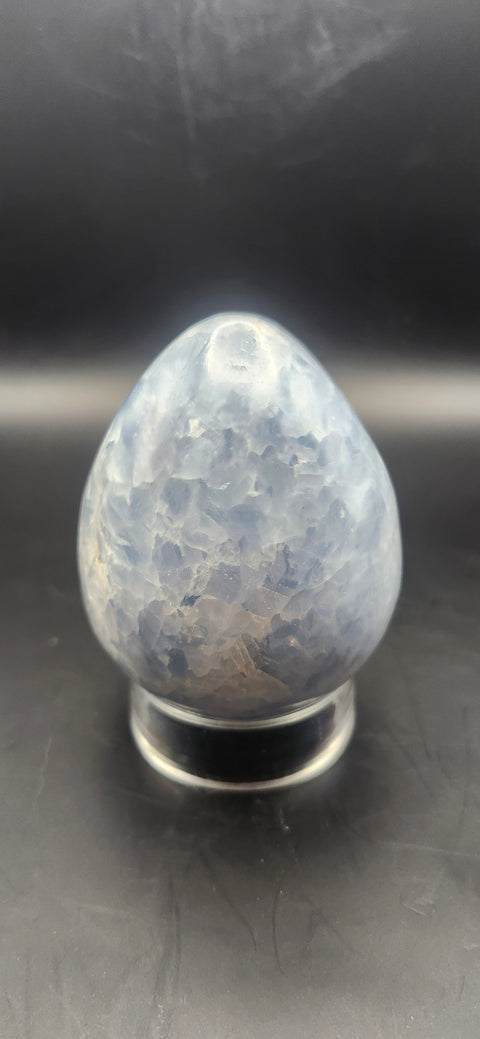 Blue calcite egg. 2.8 inches, 11.2 ounces
