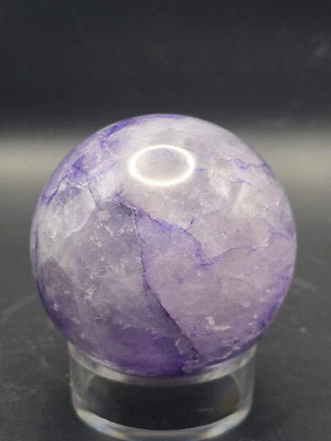 Purple crackle quartz sphere! 60.8mm, 2.3 inches, 11.2 ounces