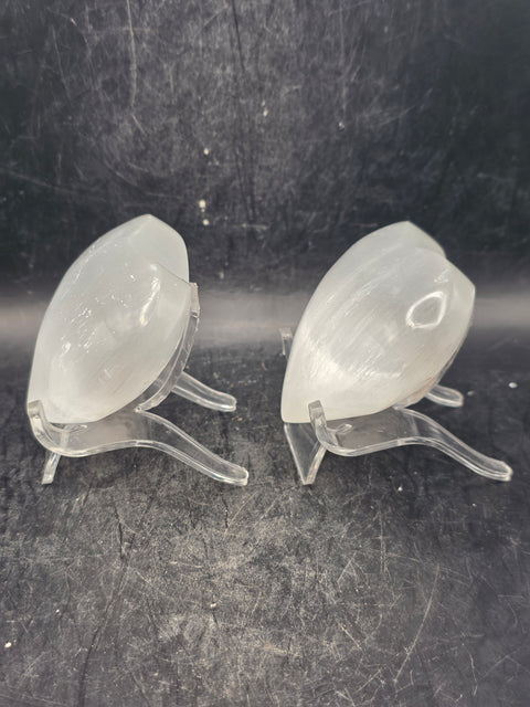 Selenite wing engraved heart! 4.5 ounces, 2.6 inches wide, 2.4" tall