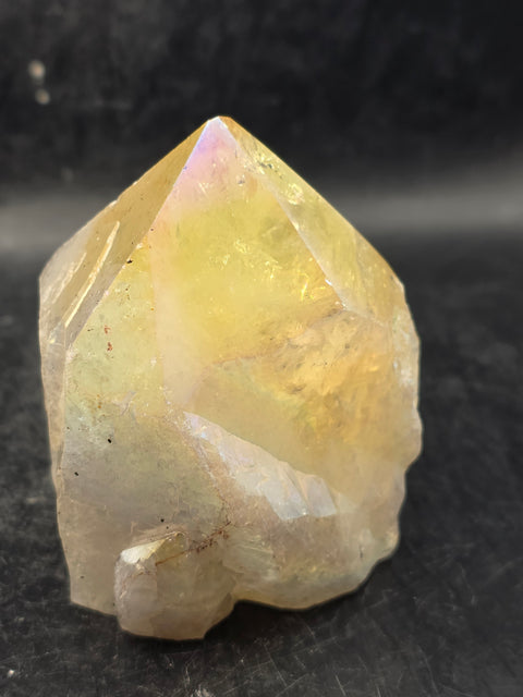 Angel aura citrine polished top point! 10 ounces, 2.8 inches tall