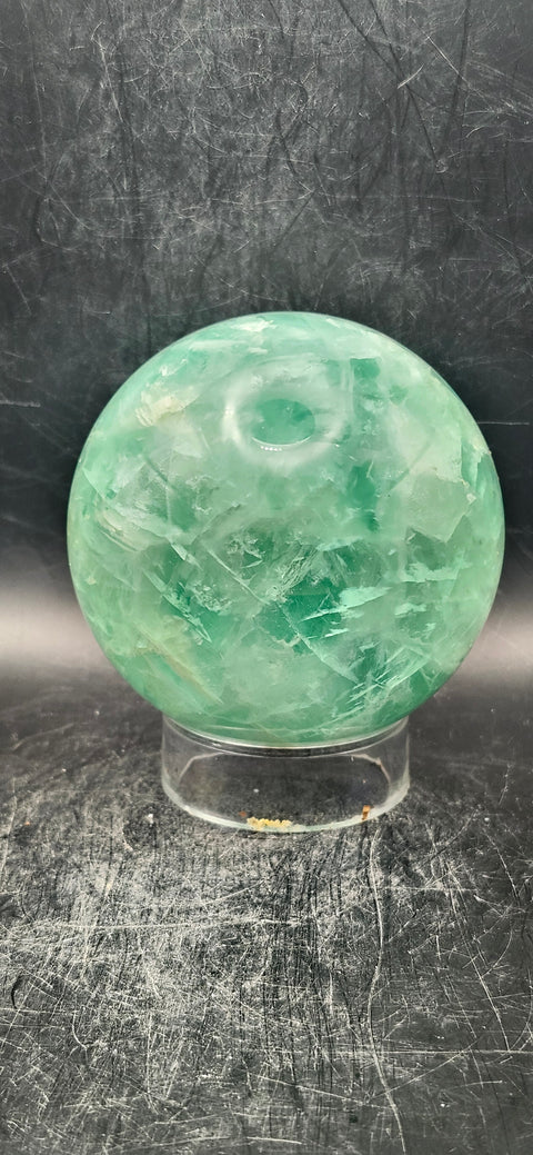 Green florite sphere! 75mm, 2.9 inches, 1.9 pounds!