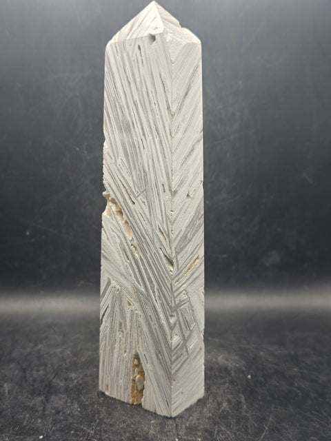 Large white lace agate tower! 11.9 ounces, 6.6 inches tall!