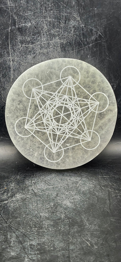 Metatrons cube selenite charging plate! 4 inches long, 9 ounces!