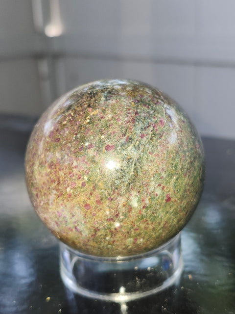 Ruby in kyanite sphere! 14 ounces, 61.1mm,2.40 inches uv reactive