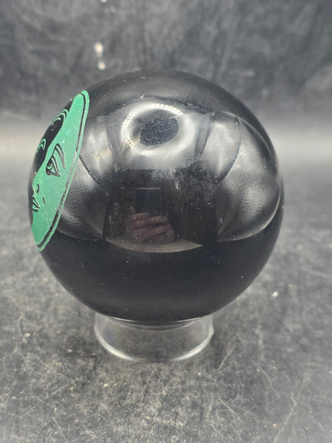 Black obsidian green faced moon! 2.5 inches, 11.5 ounces!