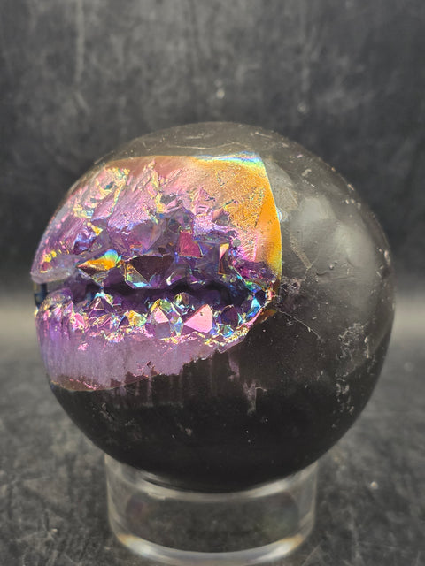 Aura amethyst sphere! 74mm, 2.9 inches, 1.1 pounds