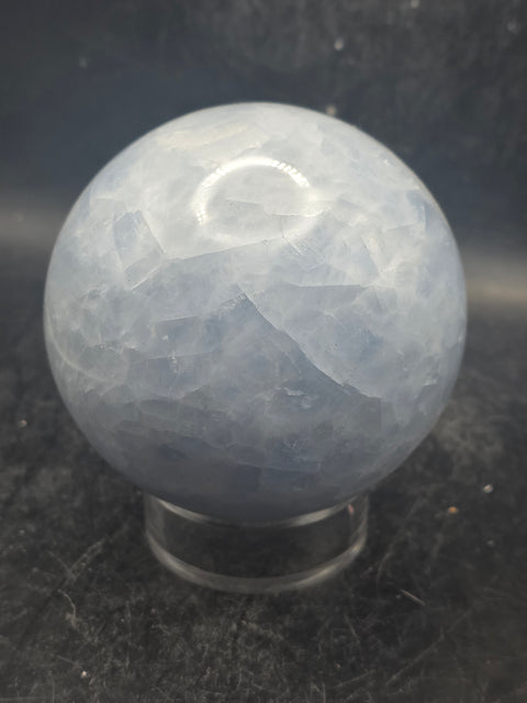 Blue calcite sphere! 76mm, 3 inches, 1.6 pounds!