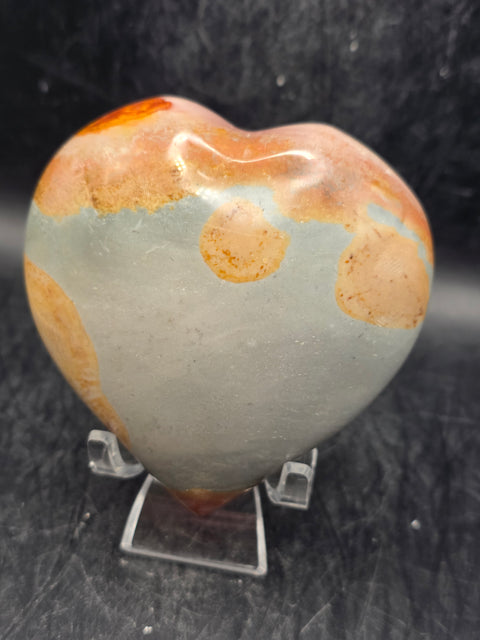 Polychrome jasper heart! 10 ounces, 3.1 inch by 3.1 inch!