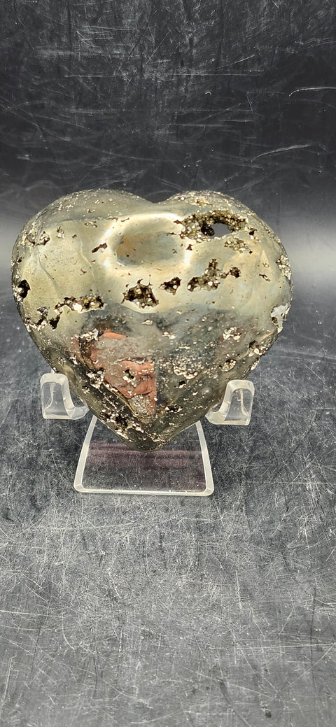 Pyrite heart! 6.7 ounces, 2.5 inches wide, 2.5 tall