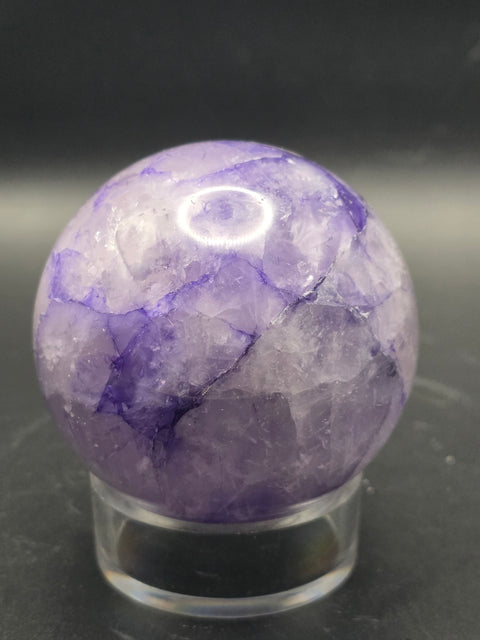 Purple crackle quartz sphere! 60.8mm, 2.3 inches, 11.2 ounces