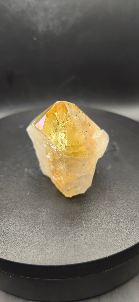 Angel aura citrine polished top point. 2 ounces