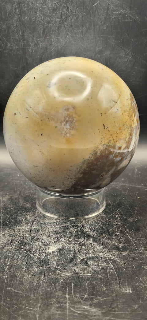 Druzy ocean jasper sphere! 82.6mm, 3.2 inches, 1.11 pounds!