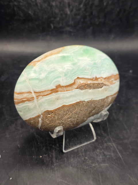 Caribbean calcite palm stone! 6.4 ounces, 3.4 inches wide