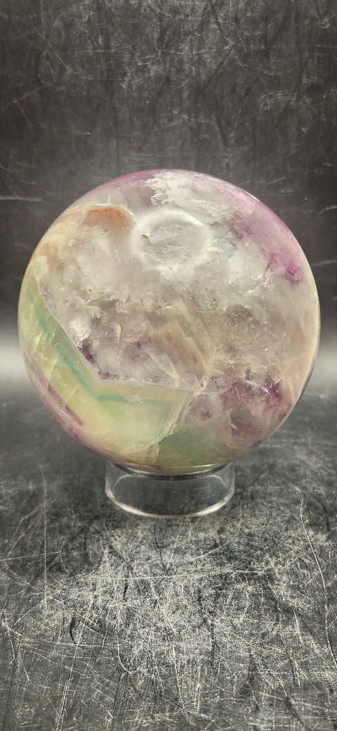 Candy florite sphere! 70.5mm, 2.7 inches, 1.4 pounds