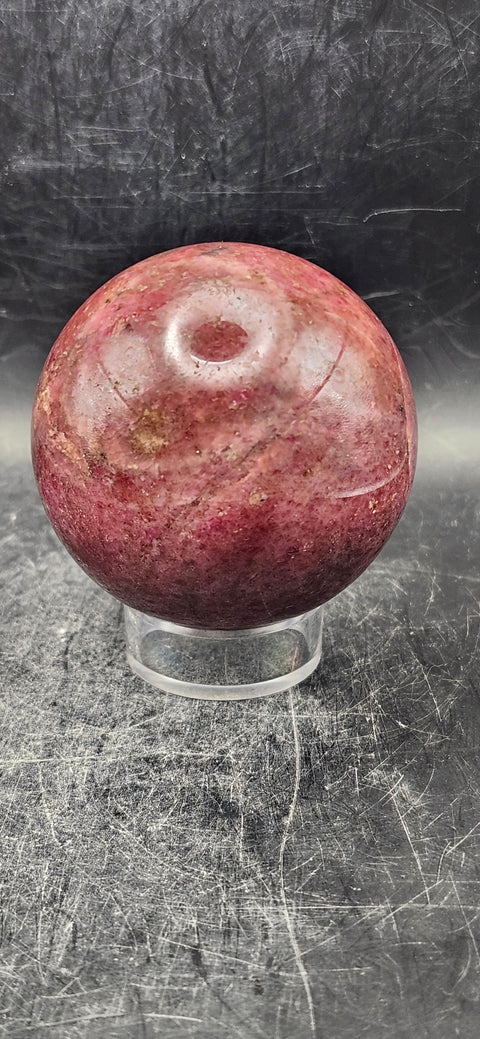 Rhodonite sphere! 57.9mm, 2.2 inches, 13 ounces