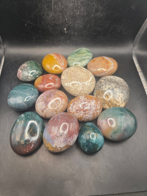 Ocean jasper palm stone! 1.6 too 2.2 inches!