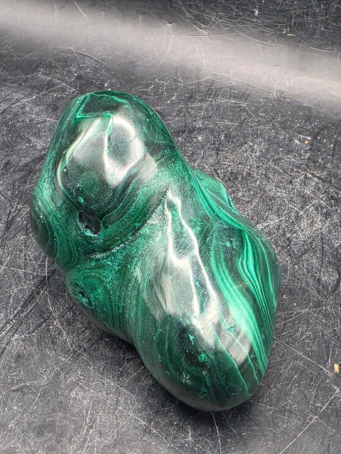 Malachite polished free form! 10 ounces, 3.2 inches long, 1.8" wide!