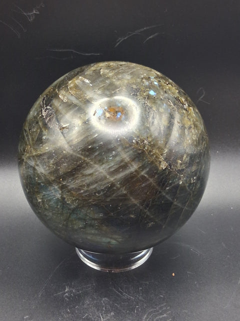 Jumbo labradorite sphere! 96mm, 3.7 inches  2.14 pounds