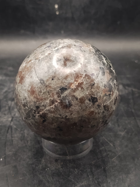 Flame stone sphere "yooperlite" 58mm, 2.2 inches, 9.6 ounces!