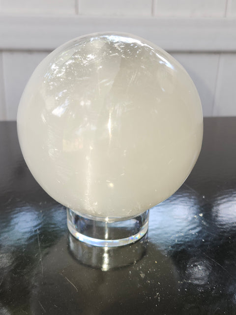 88mm, 3.46 inch, 1.14 pound selenite sphere!!