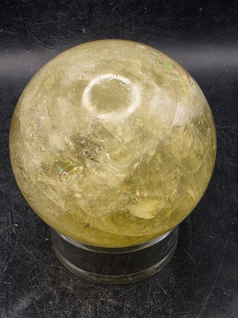 Lemon quartz sphere! 63.7mm, 2.5 inches, 12.6 ounces!