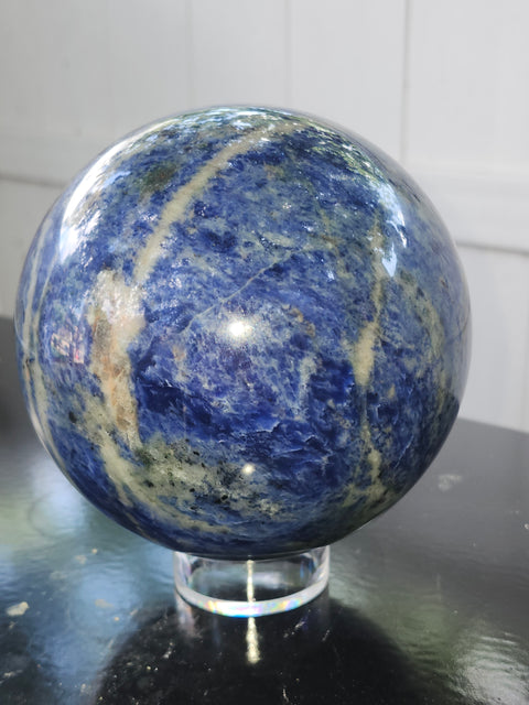Massive blue sodalite sphere! 4.14 pounds, 114mm, 4.5 inches