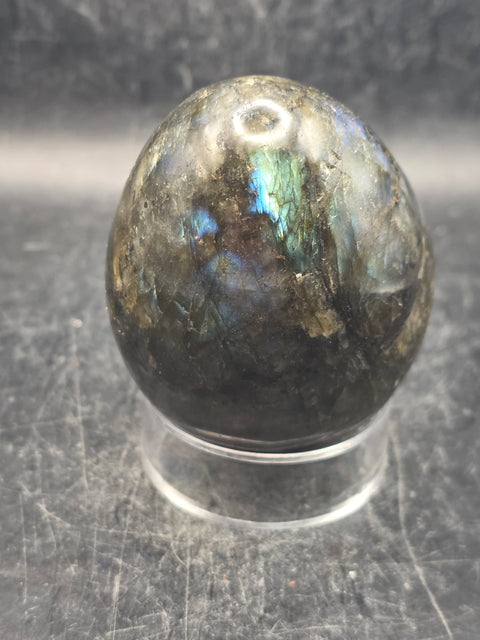Labradorite egg! 10.9 ounces, 2.9 inches tall, 2.1" wide
