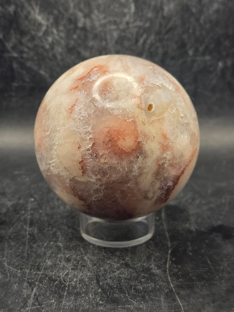 Pink amethyst flower agate sphere! 66mm, 2.6 inches, 13.8 ounces
