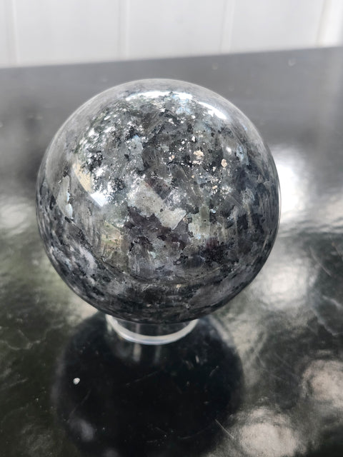 Larvikite sphere! 1.1 pounds, 69mm, 2.7 inches