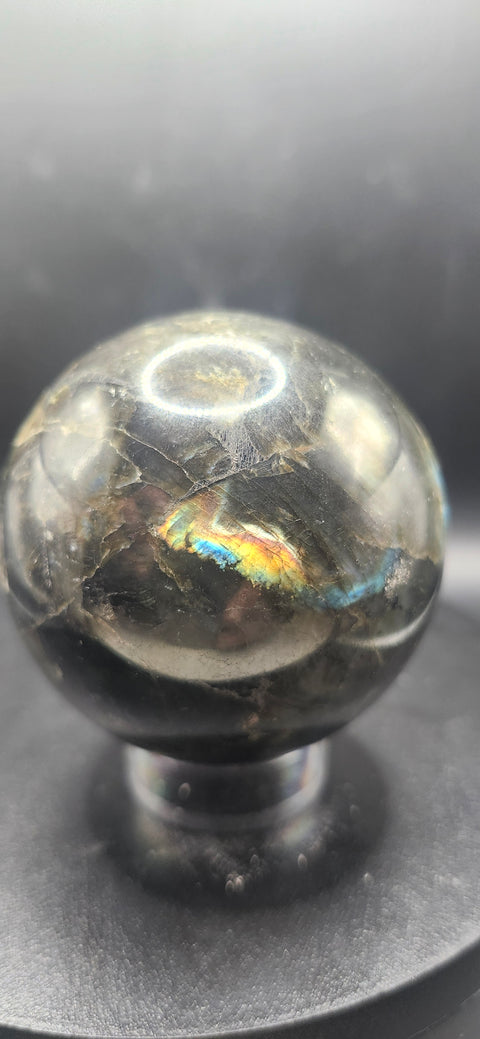 Labradorite sphere! 62mm, 2.4 inches, 12 ounces