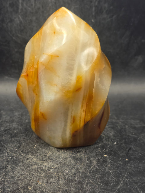 Carnelian agate flame tower! 15 ounces, 3.5 inches tall, 2.5" wide!