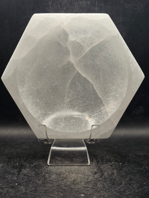 Selenite hexagonal bowl! 4.7 inches wide!