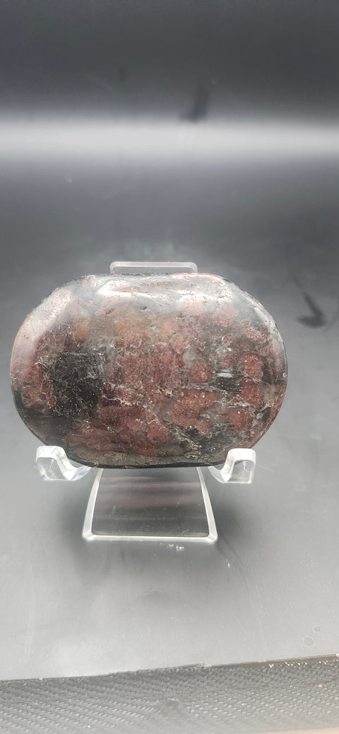 Astrophyllite garnet firework palm stone. 2.25 inches, 3 ounces
