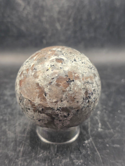 Flame stone sphere "yooperlite" 57.8mm, 2.2 inches, 9 ounces