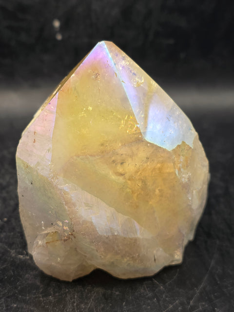 Angel aura citrine polished top point! 10 ounces, 2.8 inches tall